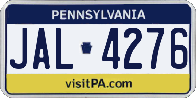 PA license plate JAL4276