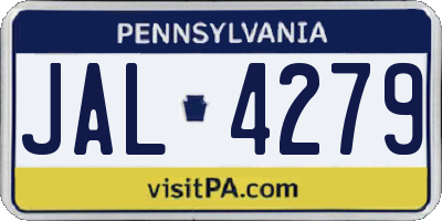 PA license plate JAL4279