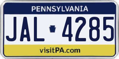 PA license plate JAL4285