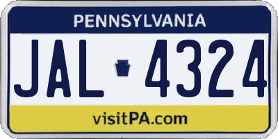 PA license plate JAL4324
