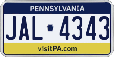 PA license plate JAL4343