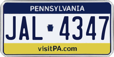 PA license plate JAL4347