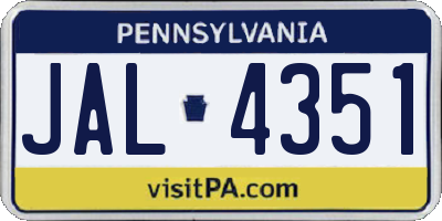 PA license plate JAL4351