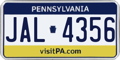 PA license plate JAL4356