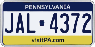 PA license plate JAL4372