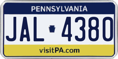 PA license plate JAL4380