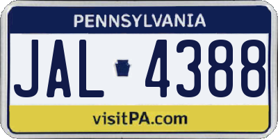 PA license plate JAL4388