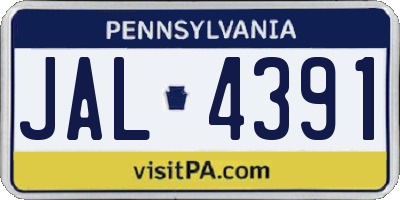 PA license plate JAL4391