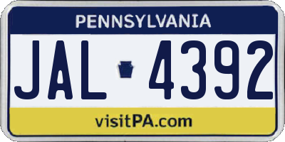 PA license plate JAL4392