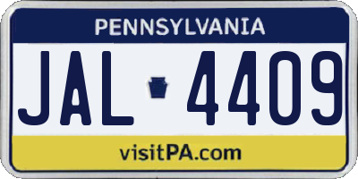 PA license plate JAL4409