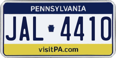 PA license plate JAL4410