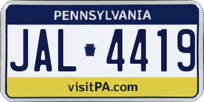 PA license plate JAL4419
