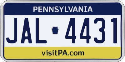 PA license plate JAL4431