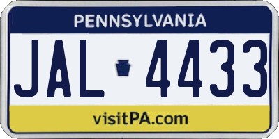 PA license plate JAL4433