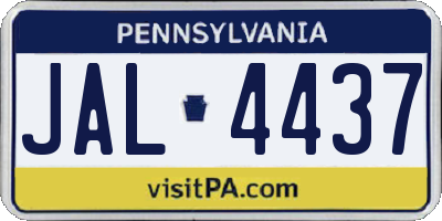 PA license plate JAL4437