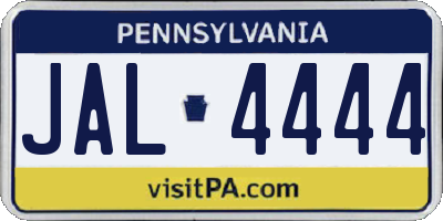 PA license plate JAL4444