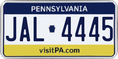 PA license plate JAL4445