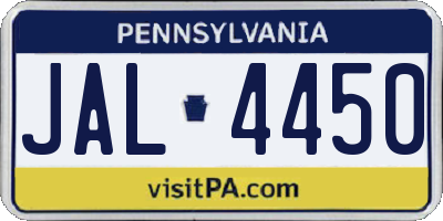 PA license plate JAL4450