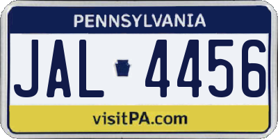 PA license plate JAL4456