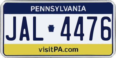 PA license plate JAL4476