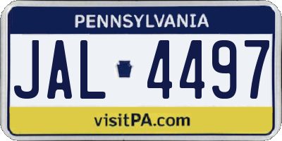 PA license plate JAL4497