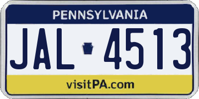 PA license plate JAL4513