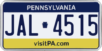PA license plate JAL4515