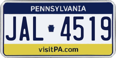 PA license plate JAL4519
