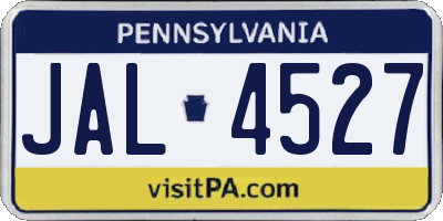 PA license plate JAL4527