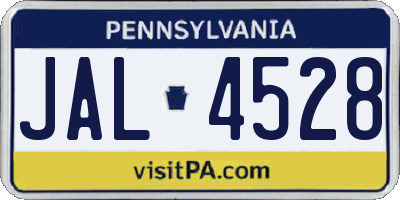 PA license plate JAL4528