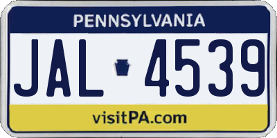 PA license plate JAL4539