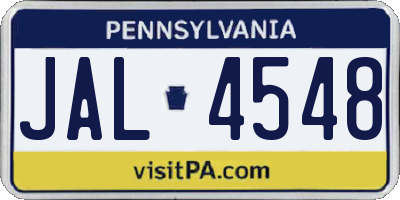 PA license plate JAL4548