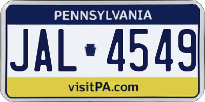 PA license plate JAL4549
