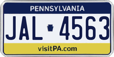 PA license plate JAL4563