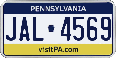 PA license plate JAL4569
