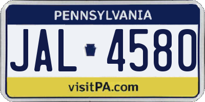 PA license plate JAL4580