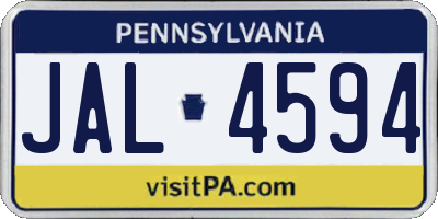 PA license plate JAL4594