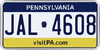 PA license plate JAL4608