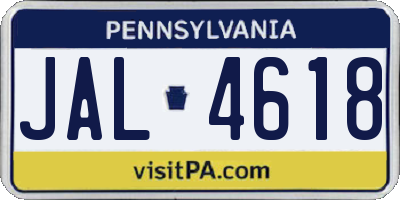PA license plate JAL4618