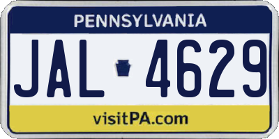 PA license plate JAL4629