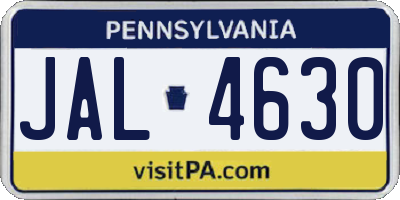PA license plate JAL4630