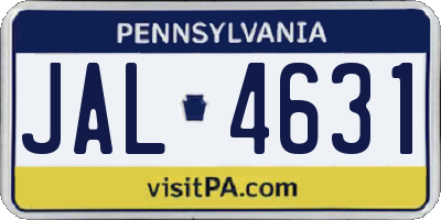 PA license plate JAL4631