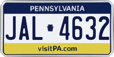 PA license plate JAL4632