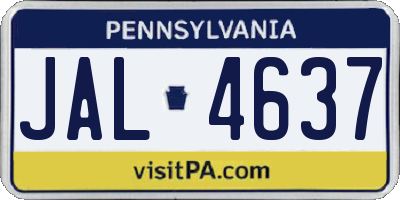 PA license plate JAL4637