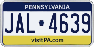 PA license plate JAL4639