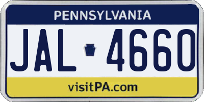 PA license plate JAL4660