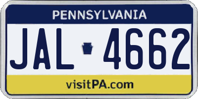 PA license plate JAL4662