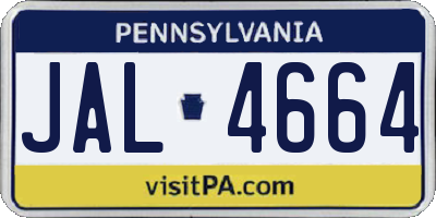 PA license plate JAL4664