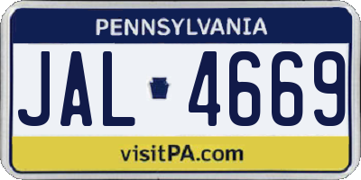 PA license plate JAL4669