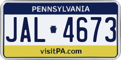 PA license plate JAL4673